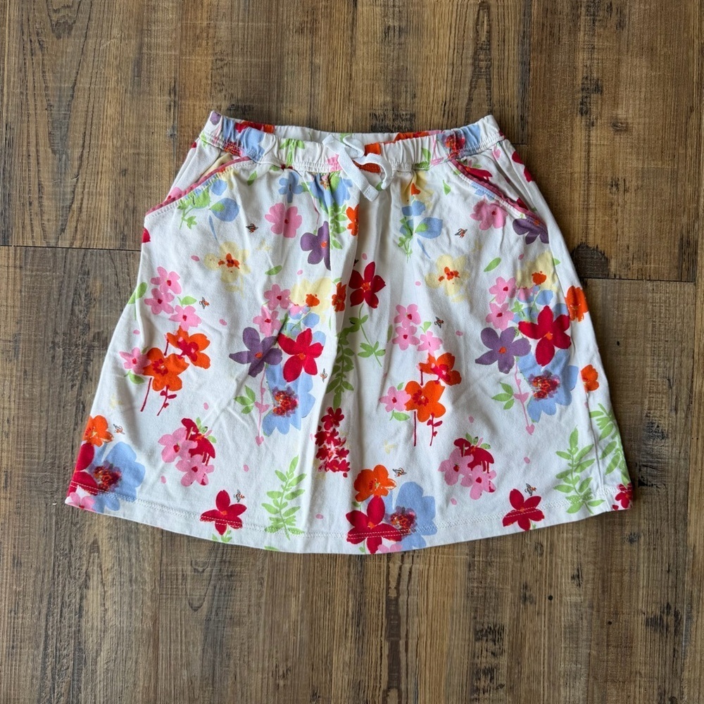 Hanna Andersson Girls Floral Summer Skirt Pockets 100% Cotton Size 130 (8)